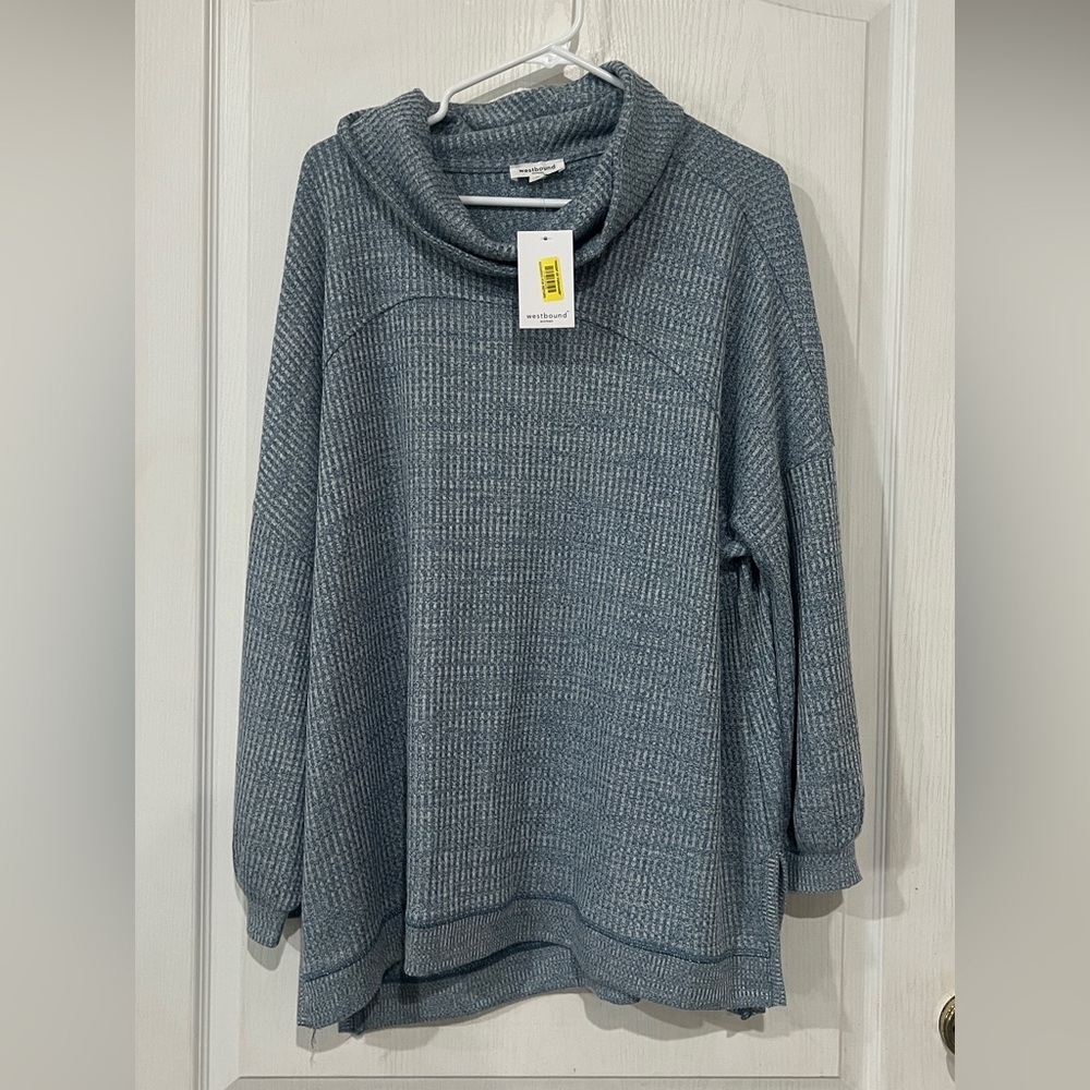 FINAL PRICE NWT Westbound Women's Blue  Cowl Neck Sweater